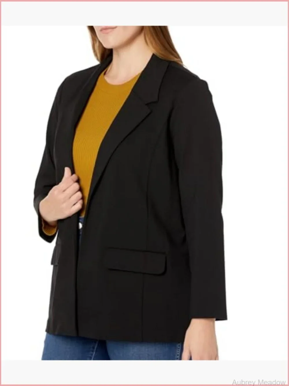 Plus Size Boyfriend Blazer with Princess Darts Stretch Ponte